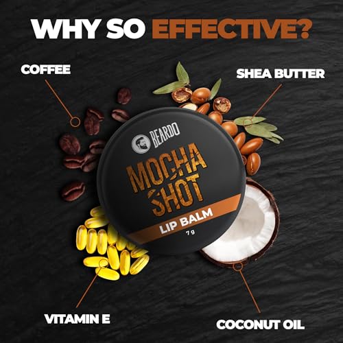 Image of BEARDO Mocha Shot Lip Balm | Non Tinted Lip Balm For Men | For Soft Kissable Lips | Lip Care For Dry, Chapped & Cracked Lips | 7G, Brown