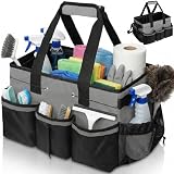 Xtrillogen Putzmittel Organizer mit Griff und Herausnehmbarer Trennwand,Tragbare Große Organizer Putzmittel,Faltbarer Putzset Haushalt Putztasche für Putzfrau,Haushalt(grau)