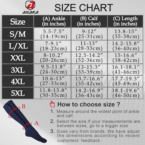 Image of Ailaka Medical 15-20 mmHg Zipper Compression Socks Women Men