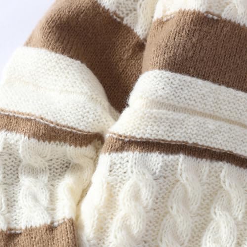 Cambkatl Men's Color Block Crewneck Sweater - Cable Knit Loose Casual Long Sleeve Pullover Sweaters Jumper Tops 6