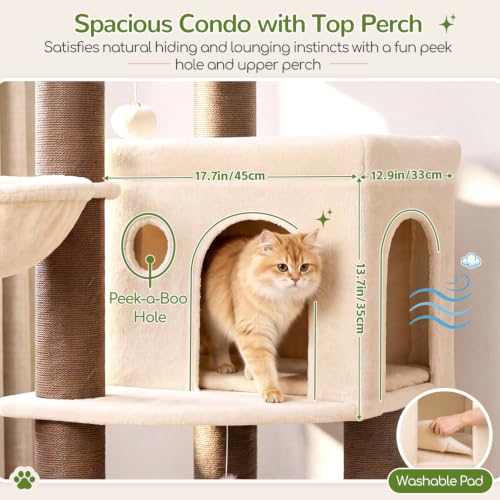 Image of Globlazer Cat Tree Tower with 12 Extra-Thick Full-Sisal Scratching Posts