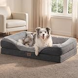 EHEYCIGA Orthopedic XL Dog Bed for Large Sized Dog, 42x30 Inch Extra Large Memory Foam Dog Couch Bed with Sides, Waterproof Liner & Washable Removable Cover, Bolster Pet Sofa, Grey