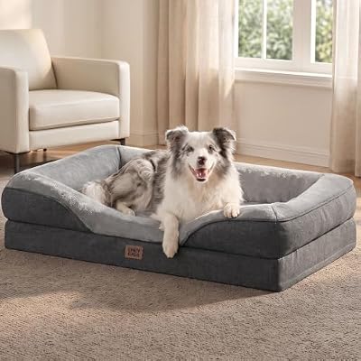 EHEYCIGA Orthopedic XL Dog Bed for Large Dog, Memory Foam Dog Couch, Grey