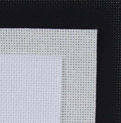 Image of KCS 3 pc of 15 inch x 18 inch(38cmx45cm) 16 Count Cross Stitch Cotton Aida Cloth Needlework Rolled Fabric Box,16CT,White+Antique White+Black