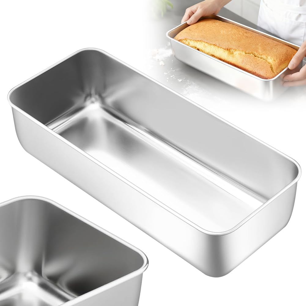 FARYODI Stampo per pane in acciaio inox, 33 cm, rettangolare, per torte, pane e toast, sano e atossico, lavabile in lavastoviglie