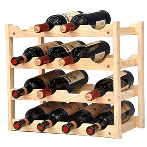 Homegoal Wooden Wine Rack, Free Standing Wine Bottle Holder Cabinet Shelf, 16 Bottle 4 Tiers Solid Pine Wood Wine Storage Racks Countertop For Home Cellar Pantry Kitchen Living Room Bar #TOP28