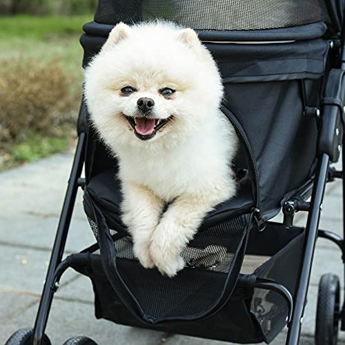 PawHut Buggy faltbar Hund Katze Korb Aufbewahrung Getränkehalter Stoff 300D Oxford wasserdicht 4 Räder schwarz