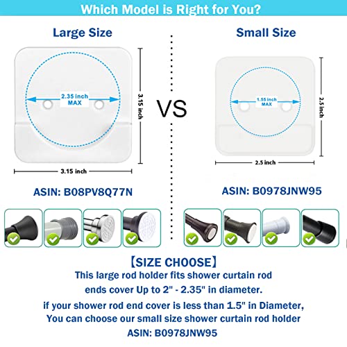 Canray Adhesive Shower Curtain Rod Tension Holder | Shower Rod Mount Retainer For Wall | No Drilling | Stick On | 2 Pack, White (Shower Curtain Rod Not Included) #TOP5