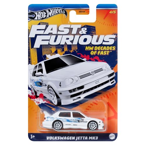 Hot Wheels Fast and Furious Coche VW Volkswagen Jetta MK3 – Modelo a Escala 1:64 – Longitud 7 cm – HRW44