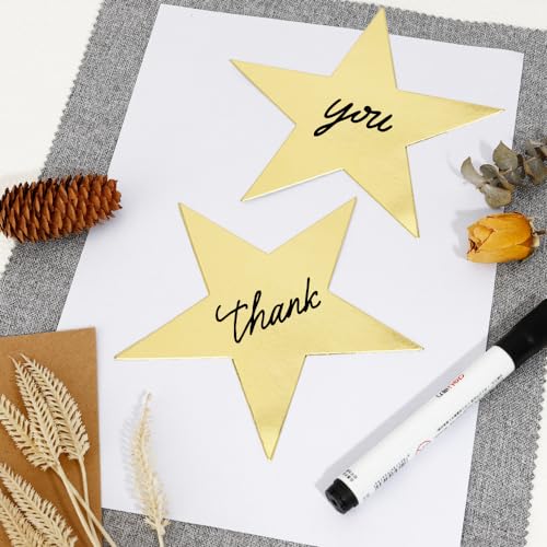 Image of Star Cutouts, 48PCS Gold Five Star, Double Printed Paper, 6 Inch Cardboard, Glitter Stars Decoration for Bulletin Board Classroom Wall Party