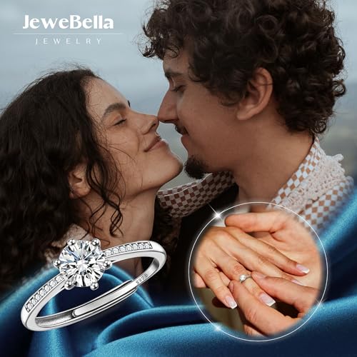 JeweBella Adjustable 925 Sterling Silver Rings for Women 18K Gold Plated Eternity Promise Engagement Ring Wedding Rings Cubic Zirconia Thumb Ring Womens Anniversary Jewellery Gifts with Box - Image 5