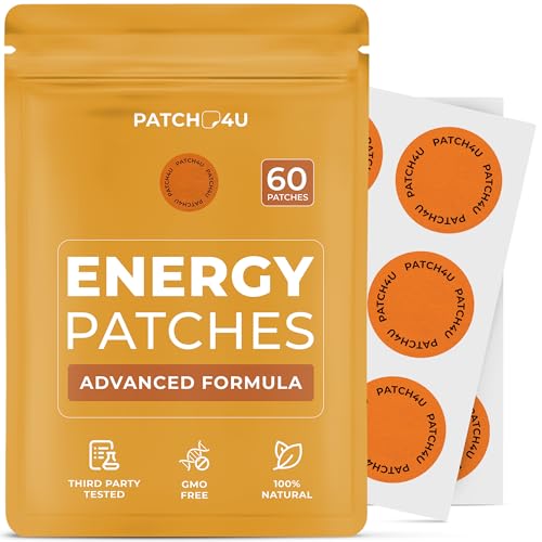 Energy Patches with B12-9-in-1 Biotin Thiamine & B-Vitamin Complex + Natural Caffeine for Women & Men - Energy & Focus - 60 Day Supply
