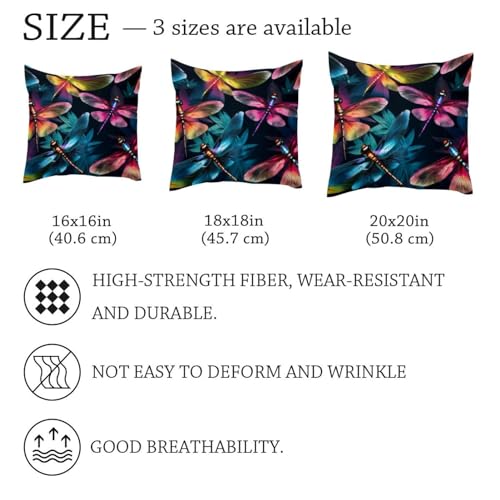 Housse de coussin velours lavable 50x50cm libellule douce - 7