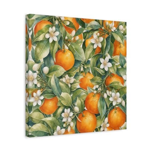 Toile orange botanique pour une déco de cuisine lumineuse et vitaminée
