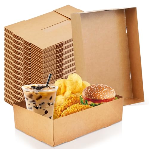 60 Pcs Movie Theater Snack Boxes, Disposable Paper Cardboard Food Trays, 4-Corner Pop-Up Food Containers for Movie Night, Parties, Stadiums, Cars, and Theaters