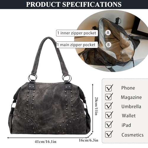 Bolso tote tachonado de cuero sintético para mujer miniatura 4