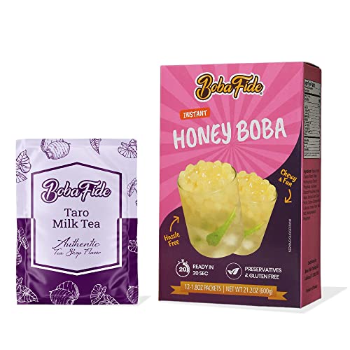 Boba Fide Instant Honey Boba Tapioca Pearls + Taro Latte Boba Milk Tea Mix, Great Value Family Bundle, Free Of Preservatives, Gluten Or High Fructose Corn Syrup #TOP18