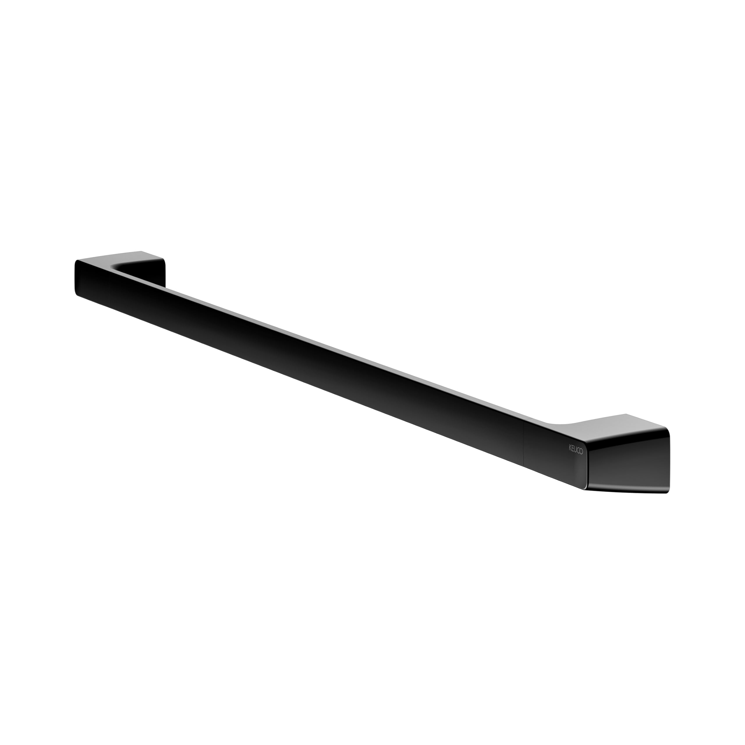 Keuco Rose Uchwyt na ręcznik jednoramienny 80 cm, bez otworów, metal, czerń | Wyprodukowano w Niemczech, z zestawem do klejenia i wkręcania, wieszakiem na ręcznik do klejenia lub wkręcania