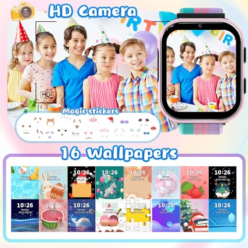 Image of 4G Kids Smart Watch, Smartwatch for Kids Phone Touch Screen, Educational Games Pedometer Fitness Alarm Calculator Clock Music Player, Suitable for Children Aged 4-10 Years Old, (Purple)