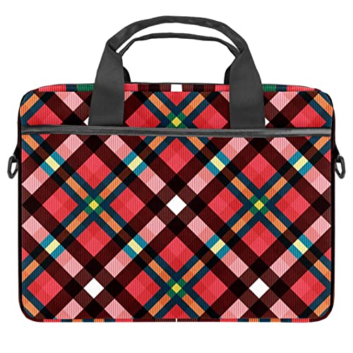 Sacoche ordinateur 13 pouces antichoc légère imprimé tartan vert rouge