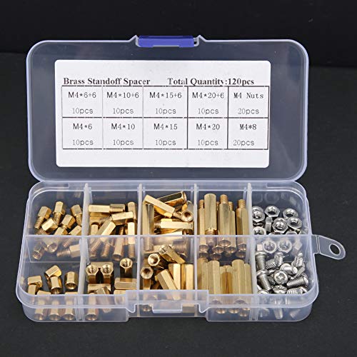 Standoff Screw Nuts Set, 120 Boxed M4 Brass Screws Nuts, Hexagonal Copper Column Combination, Corrosion Resistant - Image 3