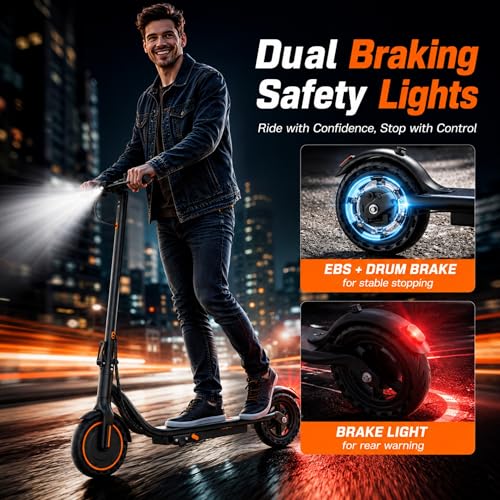 Image of Electric Scooter for Adults and Teens, 350W Motor, 19 MPH Top Speed Commuter E Scooter, Up to 19 Miles Range, 8.5 inch Solid Tires, Folding Electric Scooter with App Control, Dual Brake System