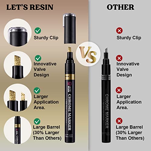 Let's Resin Liquid Mirror Chrome Markers,3 Colors Epoxy Resin Tools, 2-5Mm Larger Application Area, Reflective Gloss Metallic Markers, Resin Supplies For Coloring, Stroke, Painting, Diy Craft #TOP3