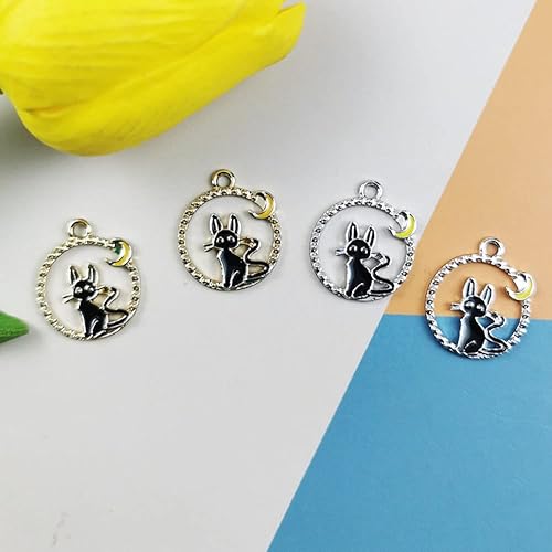 Miniatura 3 de Yukfhgt Dijes redondos esmaltados de gato, 20 piezas, lindo colgante de gatito, accesorios de bricolaje para collar, pulsera, aretes, llavero,