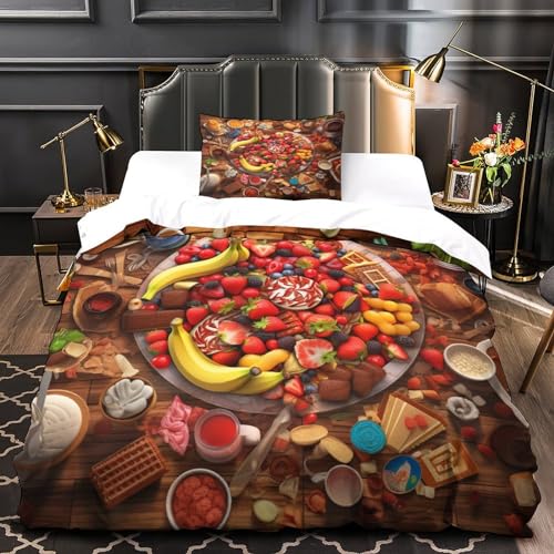 Housse de couette microfibre de qualité supérieure avec impression 3D banane fraise - 4