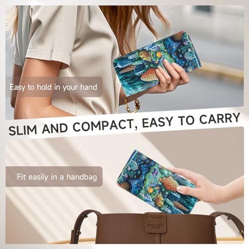 Slim Wallet for Women RFID Womens Wallet Leather ID Credit Card Holder whit Zipper Coin Pocket Bifold Wallet 6