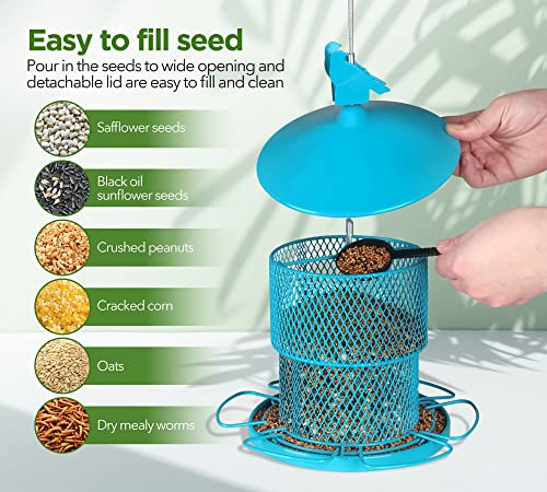 image for PELUOMOZ Bird Feeders for Wild Bird, Metal Squirrel Proof Bird Feeder 