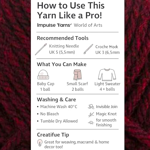 Image of WOAFashions Impulse Hand Knitting & Crochet Yarn (Maroon Melange) (100gms - Pack of 1)