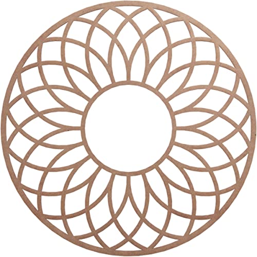 Image of Ekena Millwork 34 inchOD x 11 5 /8 inchID x 3 /8 inchT Cannes Wood Fretwork Pierced Ceiling Medallion, Wood (Paint Grade)