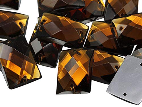 Allstarco 10Mm Brown Smokey Topaz Ch25 Square Flat Back Sew On Beads For Crafts Plastic Acrylic Rhinestones With Holes For Sewing cover