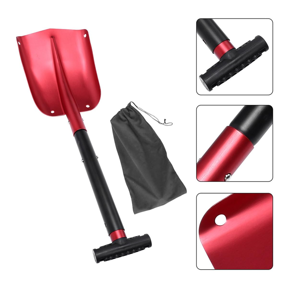 Pala de Aleación de Aluminio Ligera Plegable para Coche de Nieve y Fácil de Almacenar y Eliminación Rápida de Hielo en Parabrisas Adecuado para Invierno