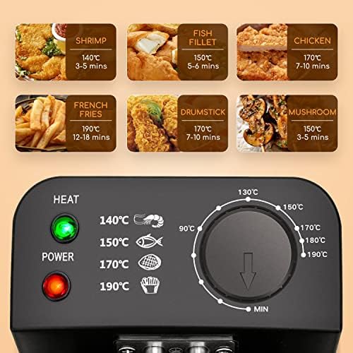 Aigostar Deep Fryer 2200W, 3L, 304 Stainless Steel, with Viewing Window, Temperature Control, Removable Oil Basket, Silver - Ushas 30JPN