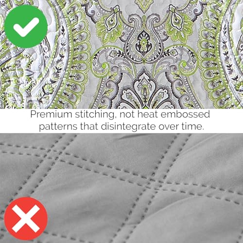 Image of Southshore Fine Living, Inc. Twin Daybed Comforter Set, 6-Piece Boho Bedding Set with Daybed Cover, 3 Pillow Shams, Bed Skirt, Throw Pillow - Twin Day Bed Quilt Set, Pure Melody Green