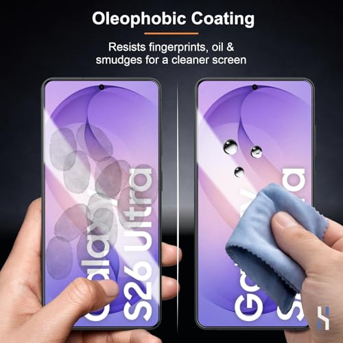 Image of Tempered Glass for Samsung Galaxy S26 Ultra - Military Grade 9H Screen Guard, Anti-Scratch, Shatterproof, Edge-to-Edge Full Coverage - Black Border