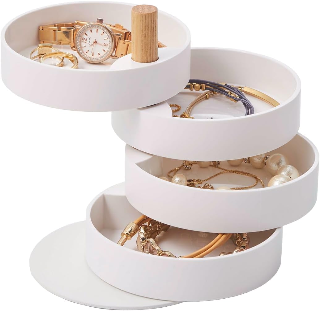 Yamazaki Home Stacked Jewelry Box Plastic + WoodSmallWhite