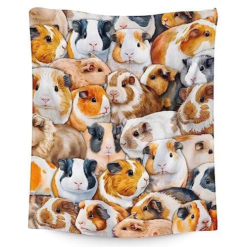 Guinea Pig Blanket Gifts - 40x50 Inches Cute Throw for Girls & Boys - Brown Soft Fuzzy Blankets for Bed, Couch & Living Room