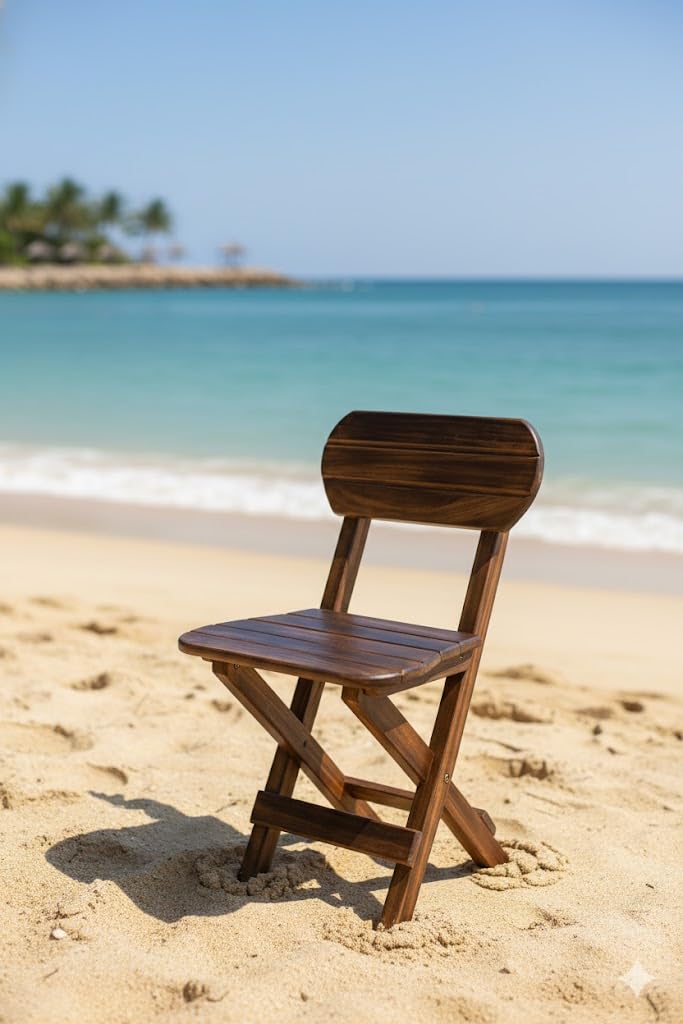 Miniature Wooden Folding Chair, Dark Brown, Mango Wood, Traditional Rustic Vintage Style, Decorative Furniture, 1 Piece-image-38