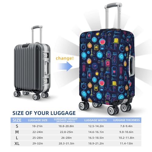Luggage Cover Protector - Retro Clock Colorful Print Suitcase Covers for Luggage Fit 22-24 Inch Suitcase2
