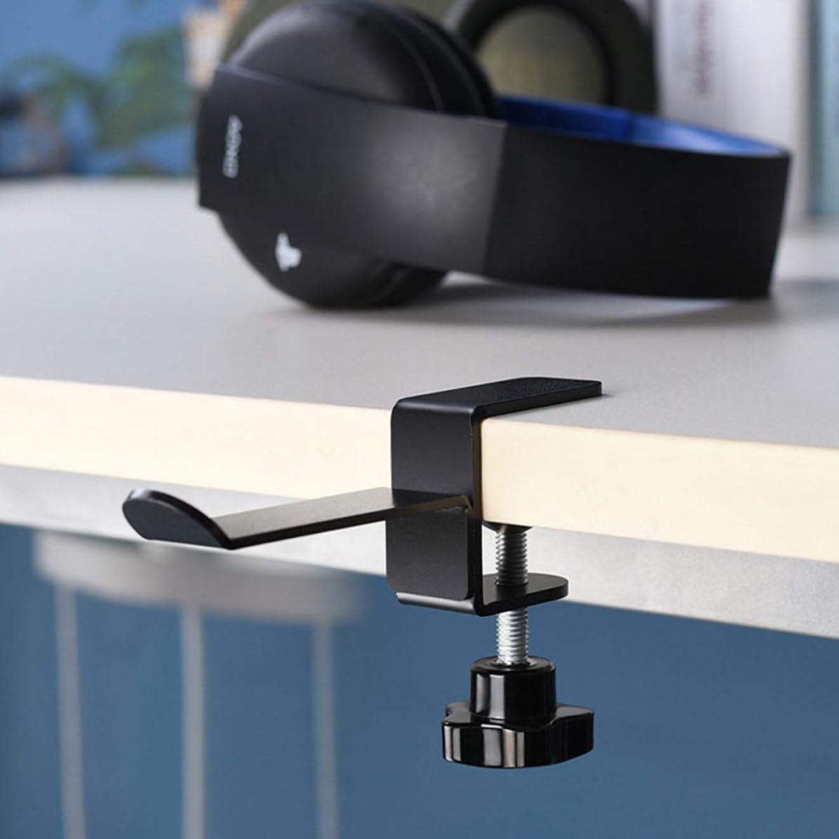 2 Stück Kopfhörerhalter aus Schwarzem Eisen Robuste Verstellbare Headset Halterung und Schulranzenaufhänger für Schlafzimmer und Küche
