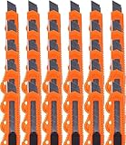 Cuttermesser 30 Stück | Cutter 18mm | Tapetenmesser mit 18mm Klinge | Teppichmesser mit Wechselklinge | präzise Klingenführung | Signalfarbe | auch für Bastelarbeiten (30)