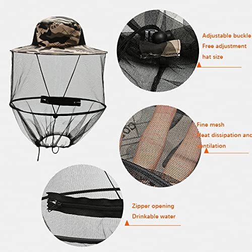 Sombrero mosquitera camuflaje con red protectora de cabeza y cara 3