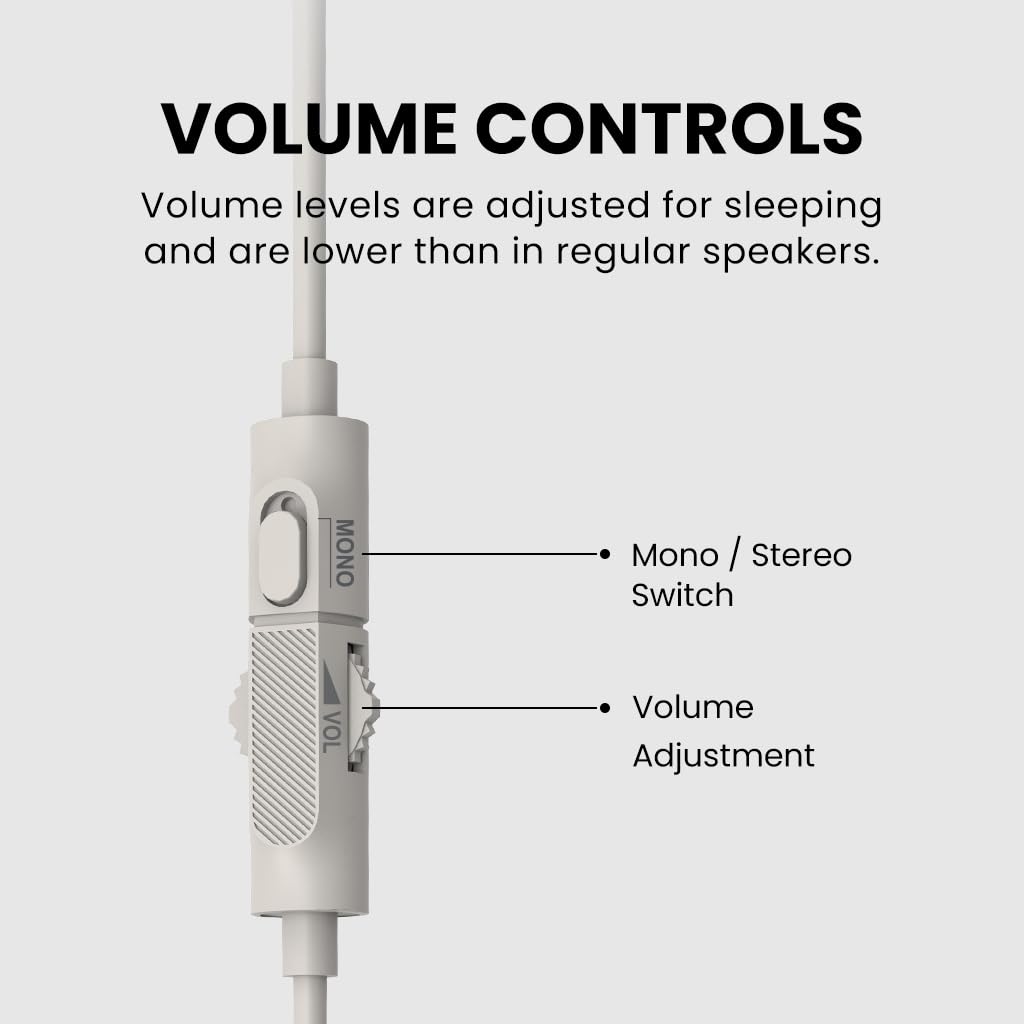 Avantree Slumber B - Auriculares Alternativa para Dormir, para Quienes Duermen de Lado, Altavoz de Almohada con Cable, Sin Carga, Volumen Bajo, USB-C y AUX para Pódcasts y Audiolibros