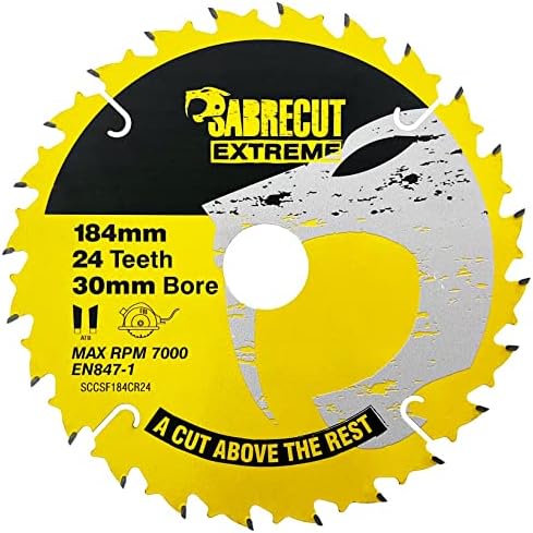 1 X SCCSF184CR2416 SabreCut 184mm 24T X 16mm Bore Circular Saw Blade