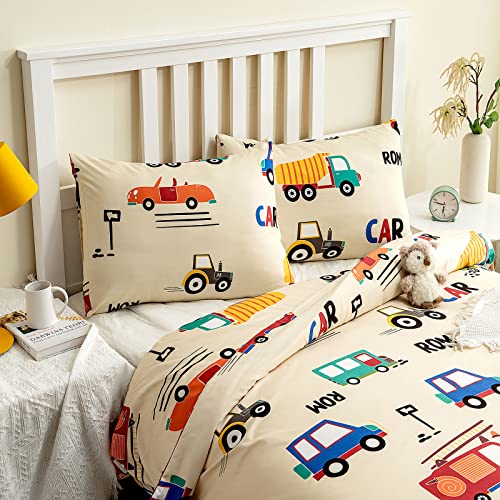 Owl Queen Cars Duvet Cover Queen Size Boys Construction Cute Cartoon Duvet Cover With 2 Pillowcase 100% Polyester Fire Trucks Bedding Set Kids Duvet Cover Set #TOP5