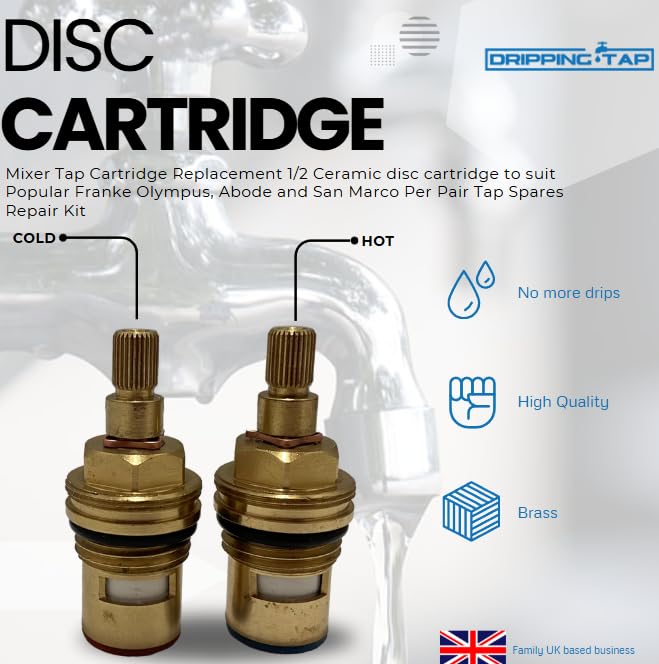 TC30- Mixer Tap Cartridge Replacement Tap Valves to Suit Franke Olympus, Abode and San Marco Per 1/2 Turn, 7.8mm x 28 Spline - Image 2