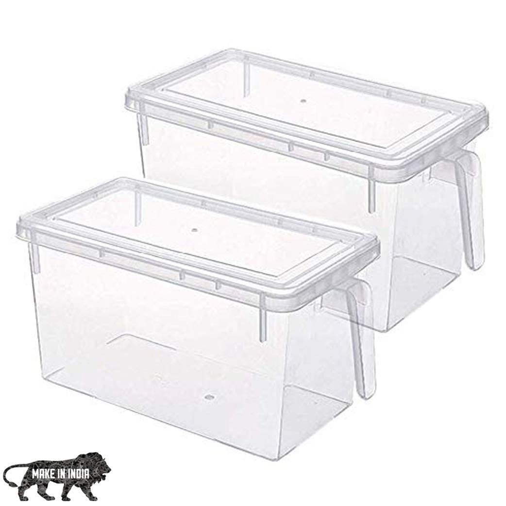 LEAWALL Plastic Fridge Storage Box with Lid and - 3L, Pack of 2 Clear Container And with Lid Handle (B0CP1WJ3WV) Amazon Price History, Amazon Price Tracker